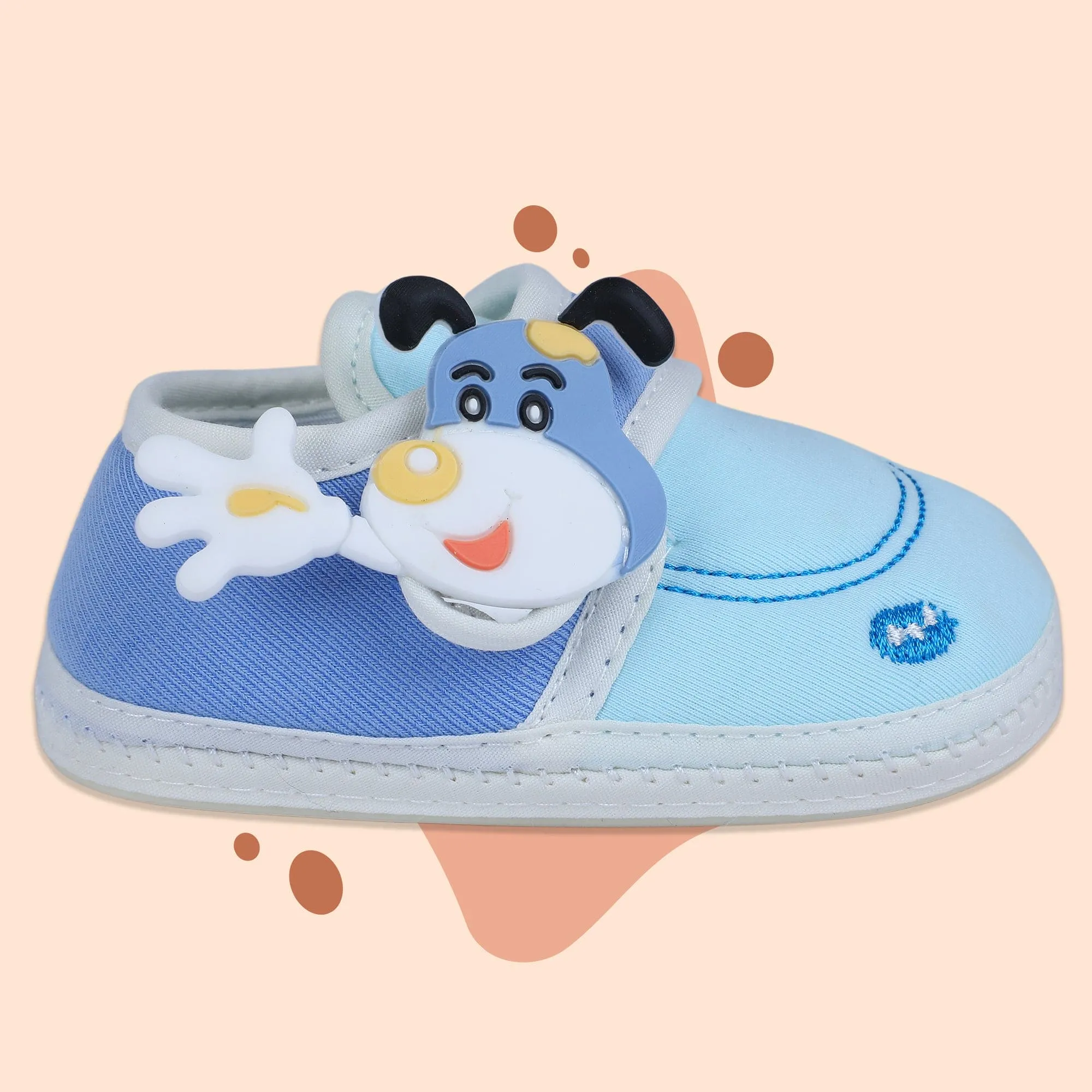 Baby Moo Puppy Face Soft Sole Anti-Slip Booties - Blue