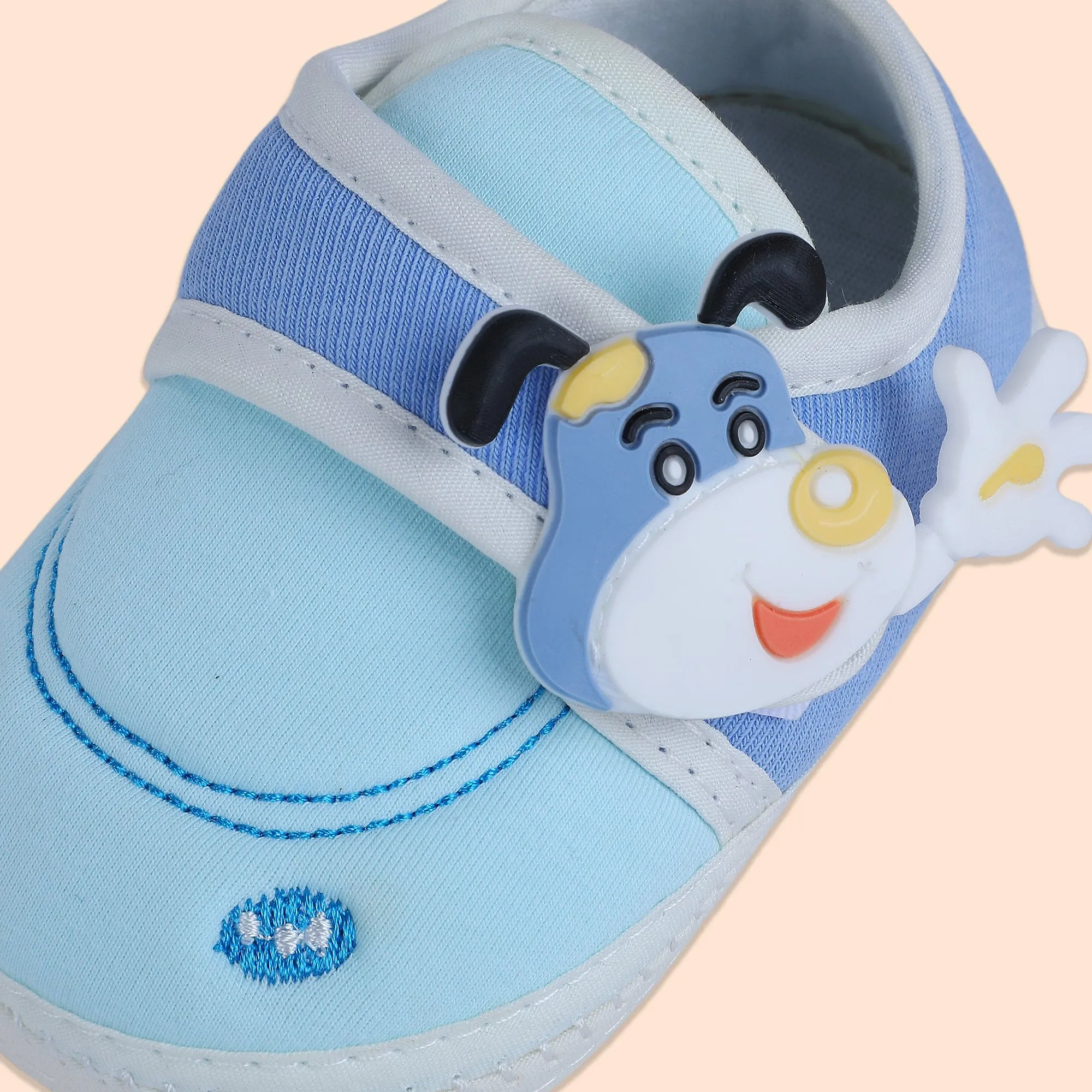 Baby Moo Puppy Face Soft Sole Anti-Slip Booties - Blue
