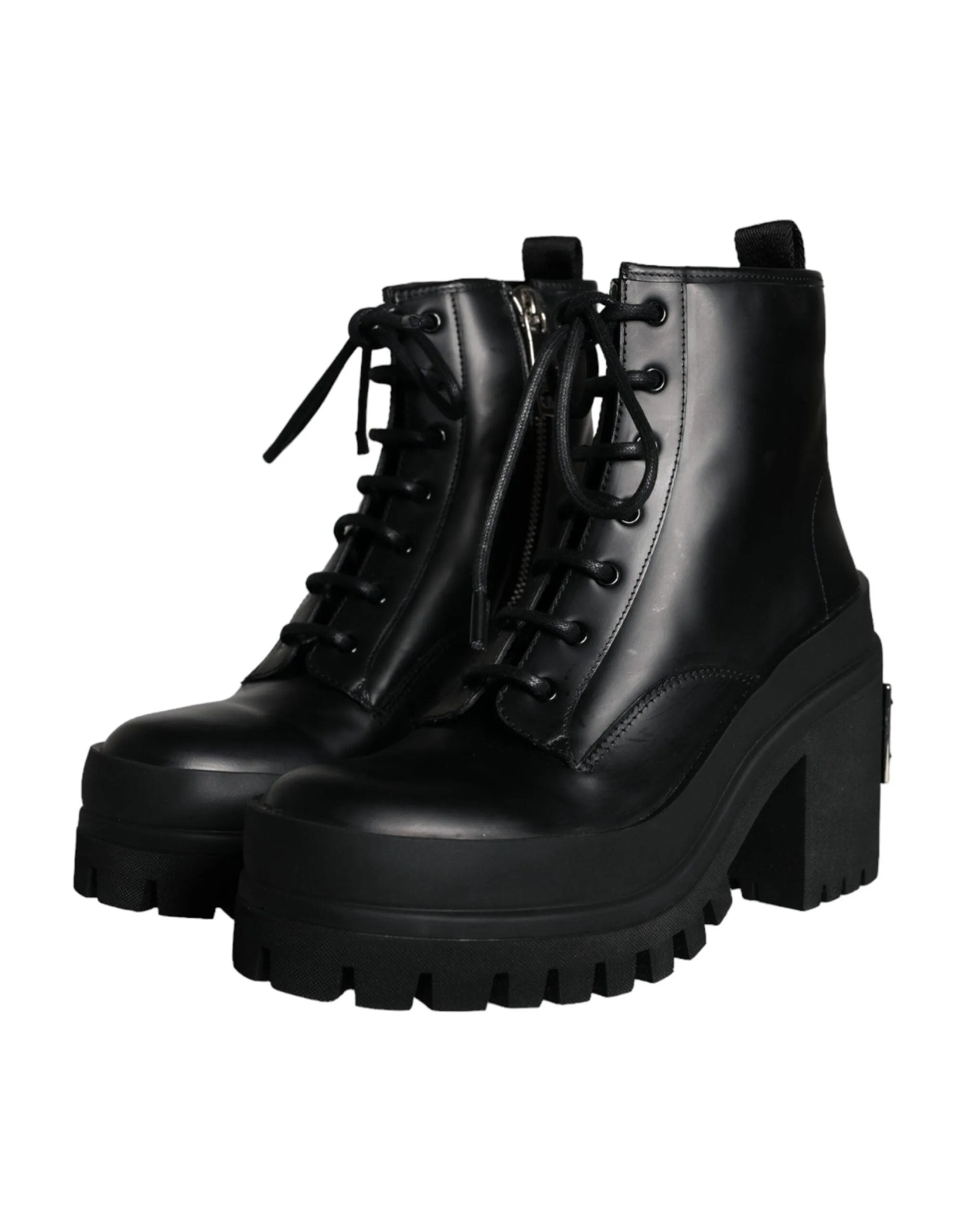 Dolce & Gabbana Black Lace Up Trekking Ankle Boots Herre Sko