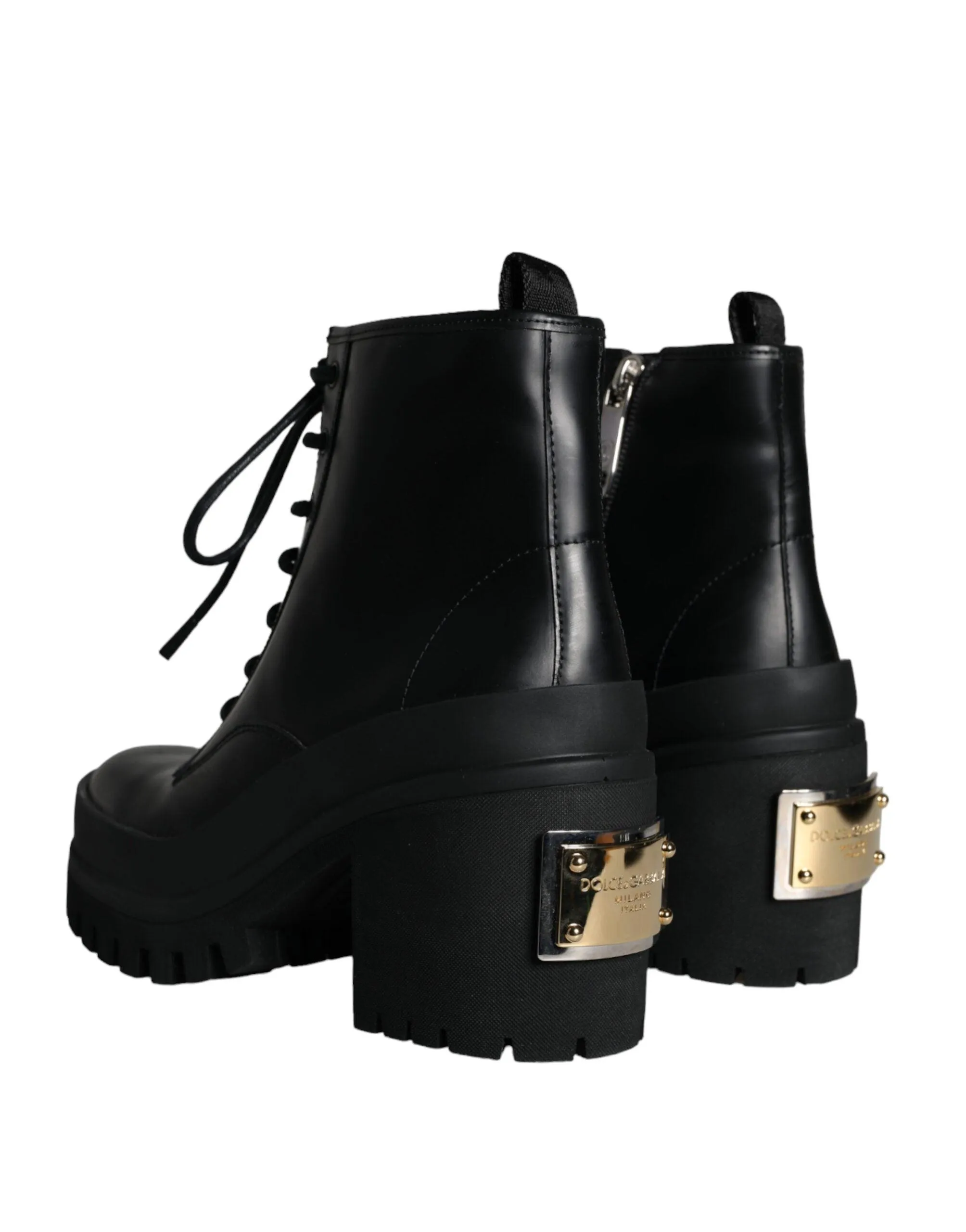 Dolce & Gabbana Black Lace Up Trekking Ankle Boots Herre Sko