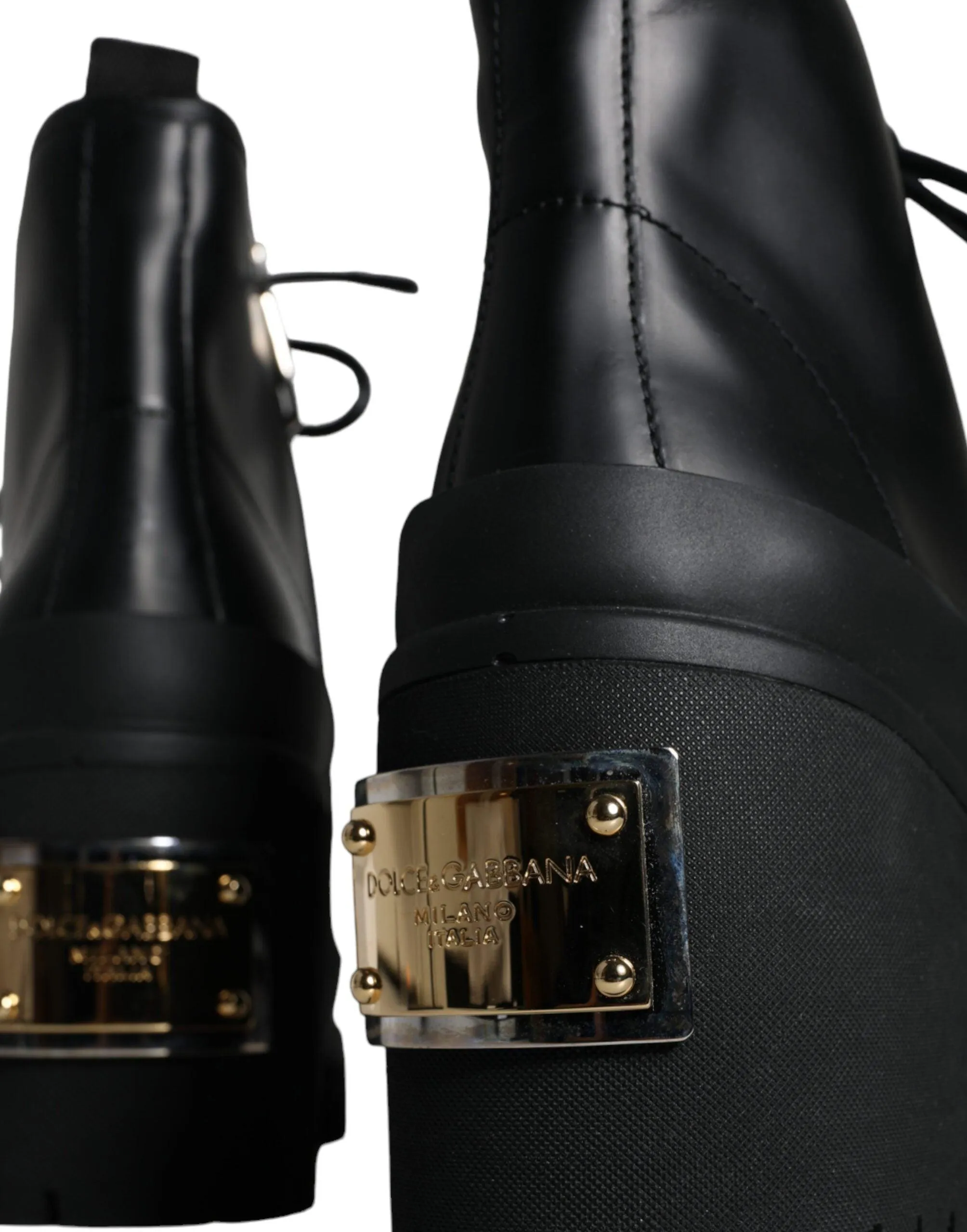 Dolce & Gabbana Black Lace Up Trekking Ankle Boots Herre Sko