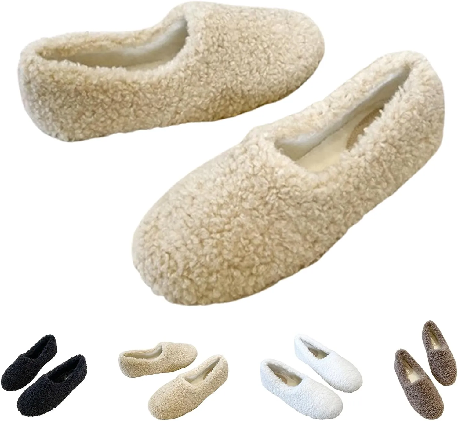 Fuzzy Slippers for Women,Fuzzy Indoor Outdoor House Shoes Cozy Warm Memory Foam Slippers Non-Slip House Shoe Slippers (Apricot,7)