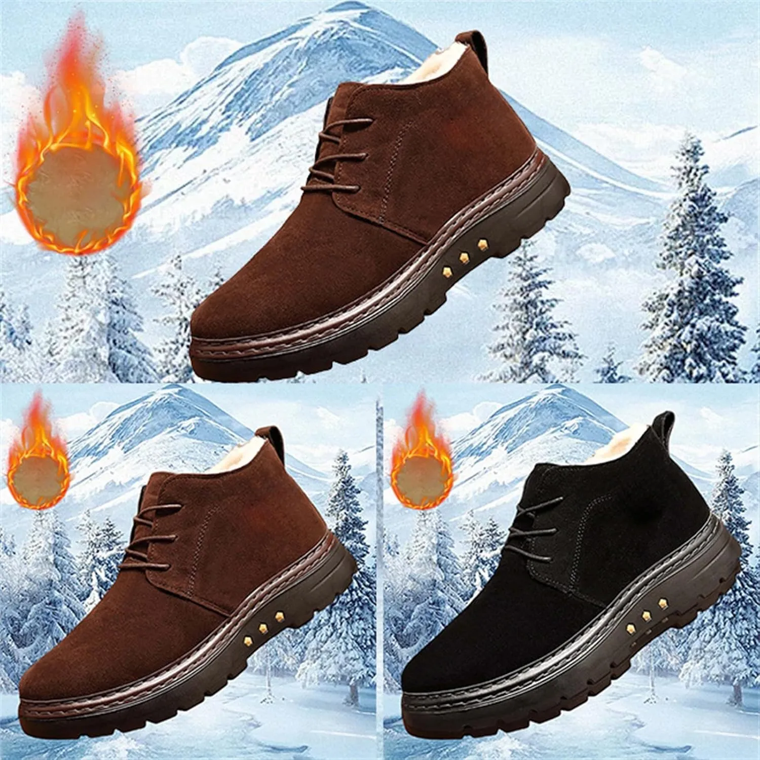 Insulated Hiking Boots Women aterproof Anti-Slip Plush Lined Slip On Snow Shoes For Women Casual Shoes