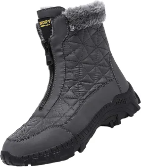 Insulated Hiking Boots Women aterproof Non-Slip Plush Lined Snow Shoes For Men Slip On Casual Shoes