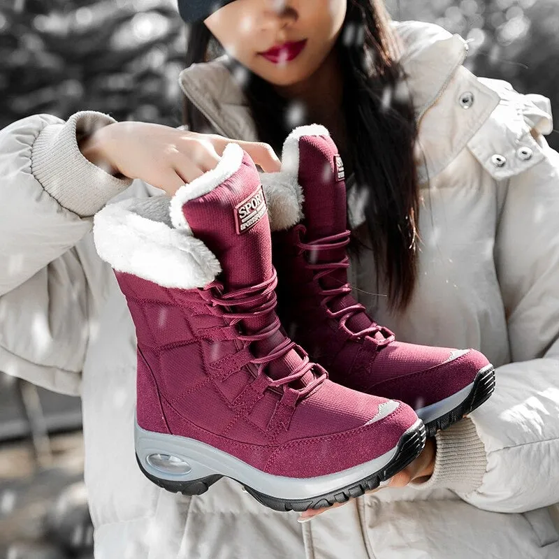 Lace-up Mid-Calf Ergonomic Winter Snow Boots for Women