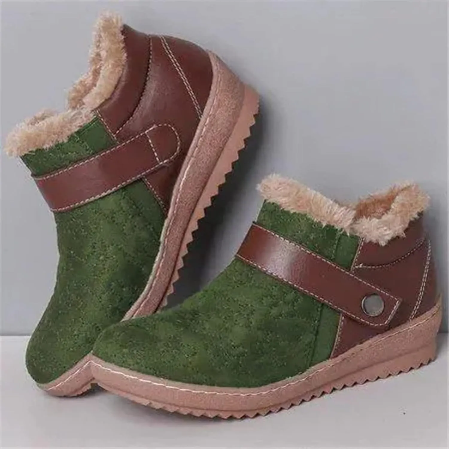 Ladmiple Snow Boots For Women Wide Width Casual Lace Up Warm Loafers Shoes Faux Fur-Lined Comfort Winter Ankle Booties