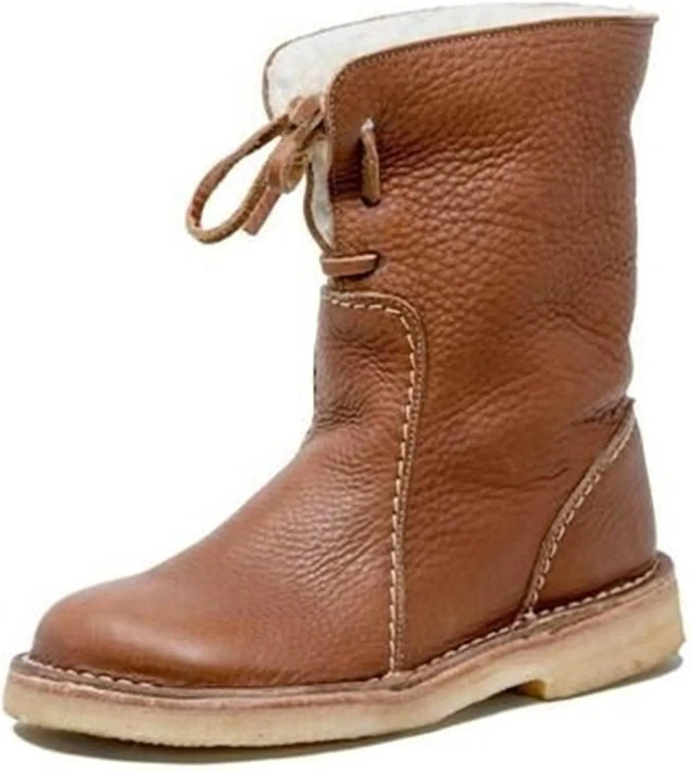 Ladmiple Snow Boots For Women Wide Width Warm Ankle Booties Comfortable Lace Up Outdoor Fur Lined Combat Winter Shoes
