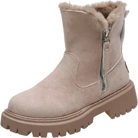 Ladmiple Winter Boots For Women With Fur Lined Snow Boots Slip on Comfortable Lightweight Cold Weather Warm Ankle Booties