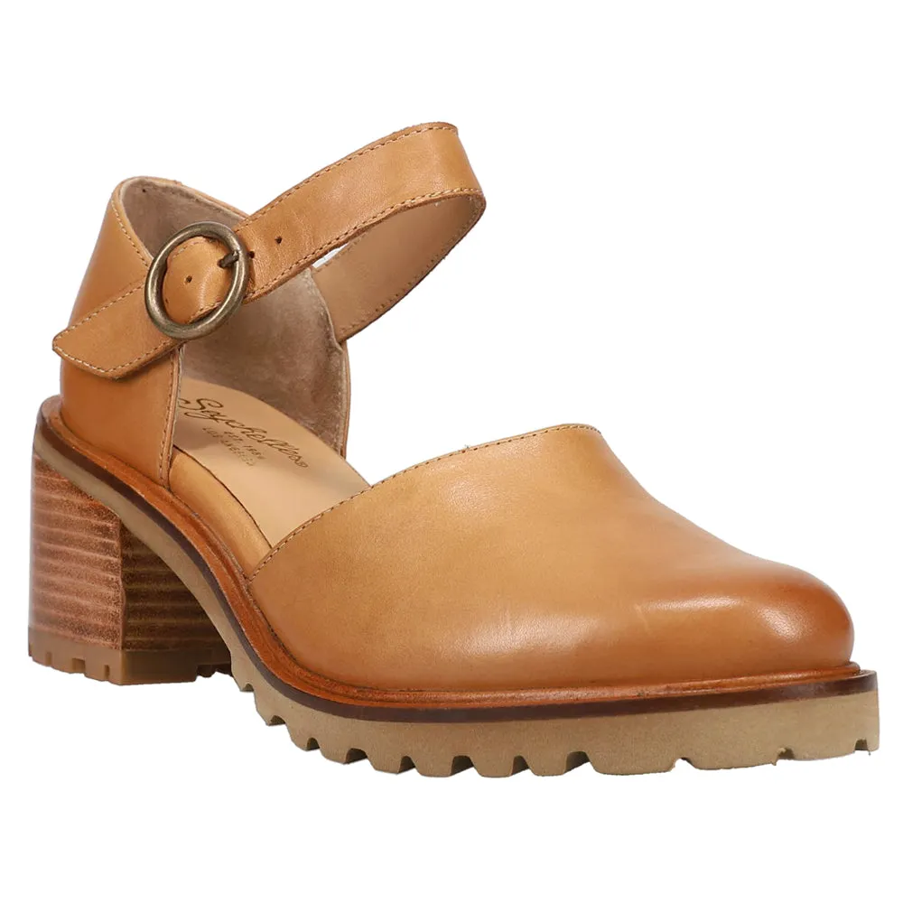 Lock and Key Round Toe Mary Jane Block Heel Pumps