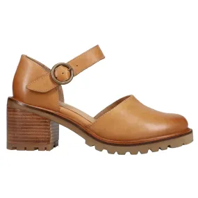 Lock and Key Round Toe Mary Jane Block Heel Pumps