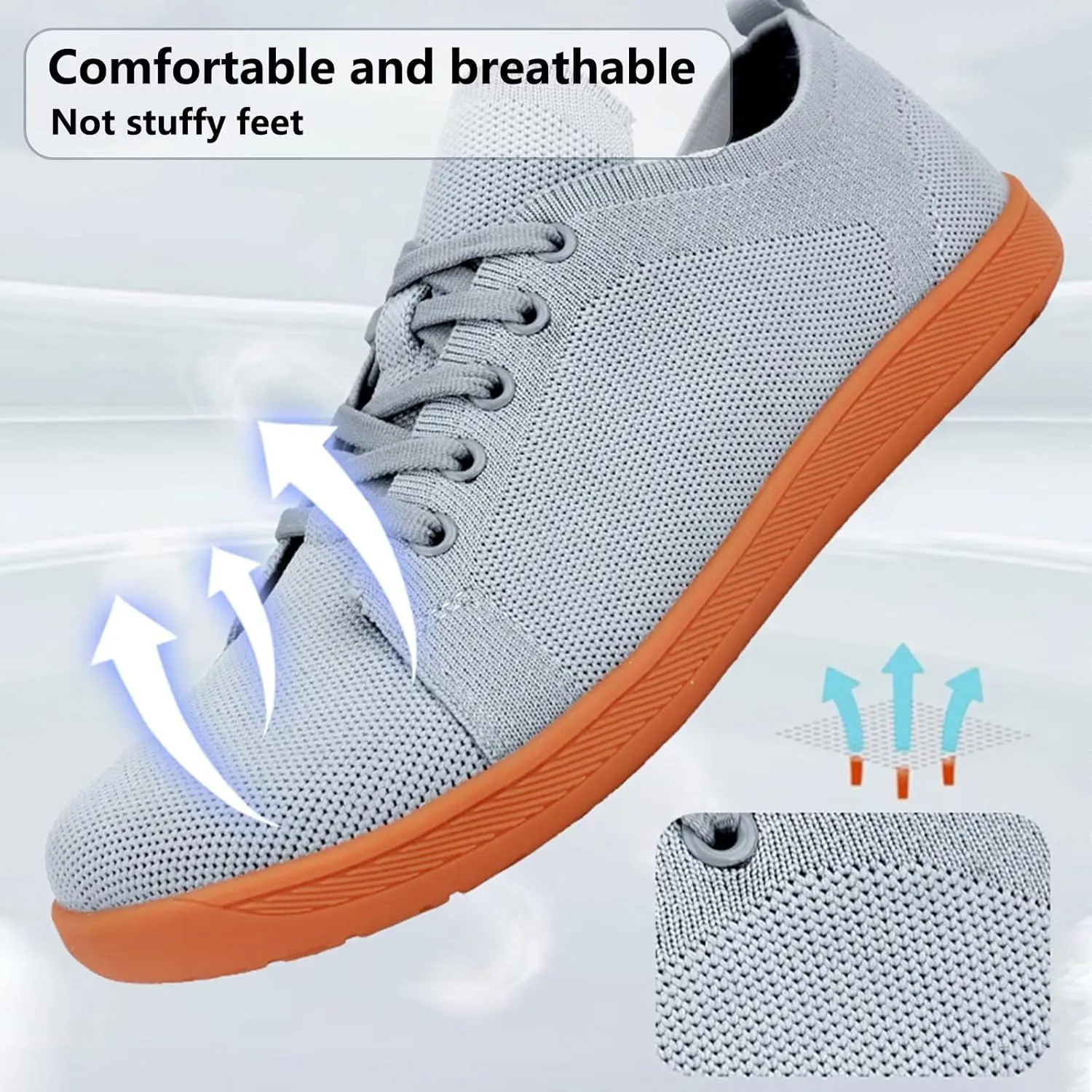 Men's Barefoot Wide Toe Shoes, Minimalist Anti Slip Walking Shoes, Lightweight Off-Road Barefoot Sneakers for Men, Suitable for Daily Wear in Nature Sports and Hiking Trips