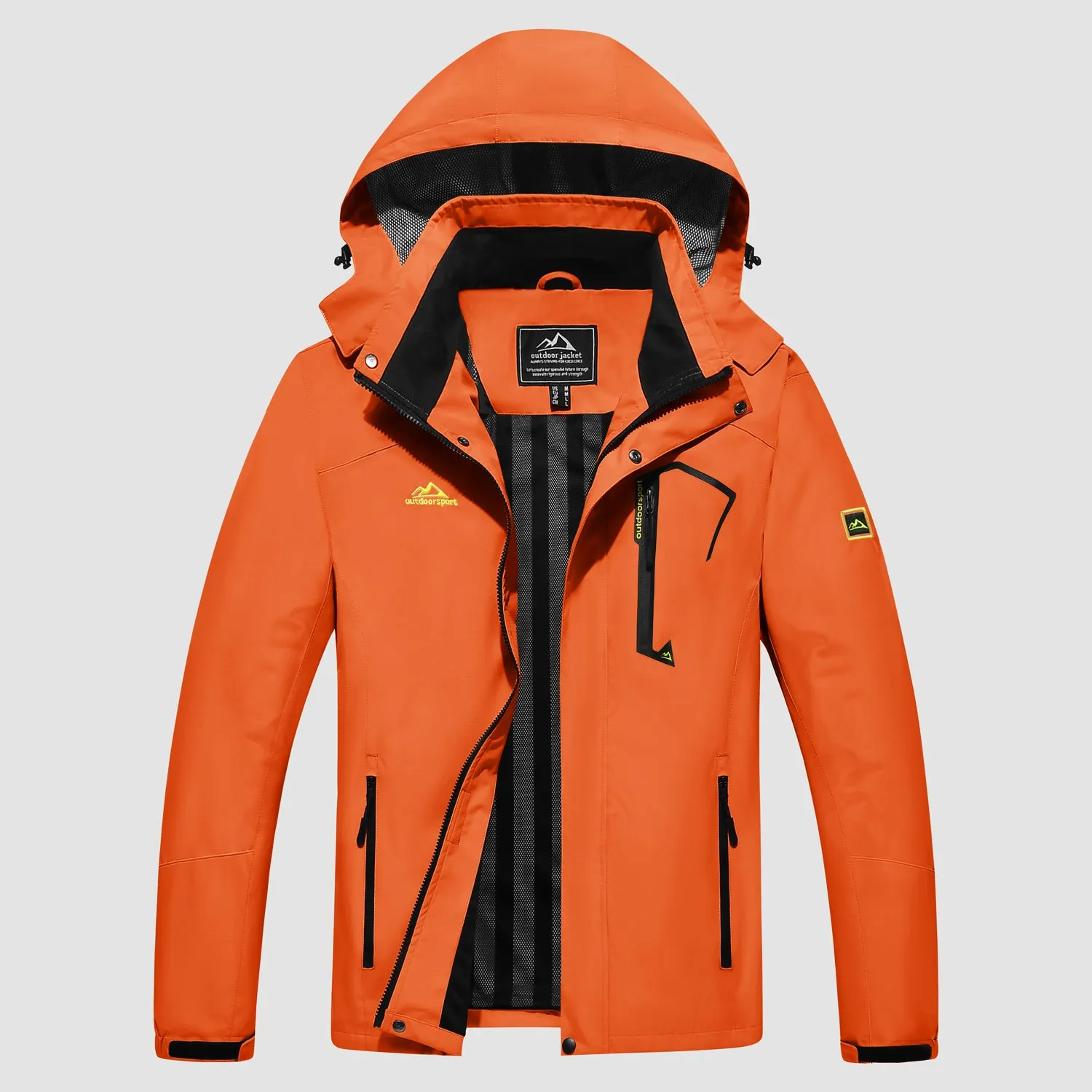 Men's Lightweight Rain Jacket with Detachable Hood for Hiking