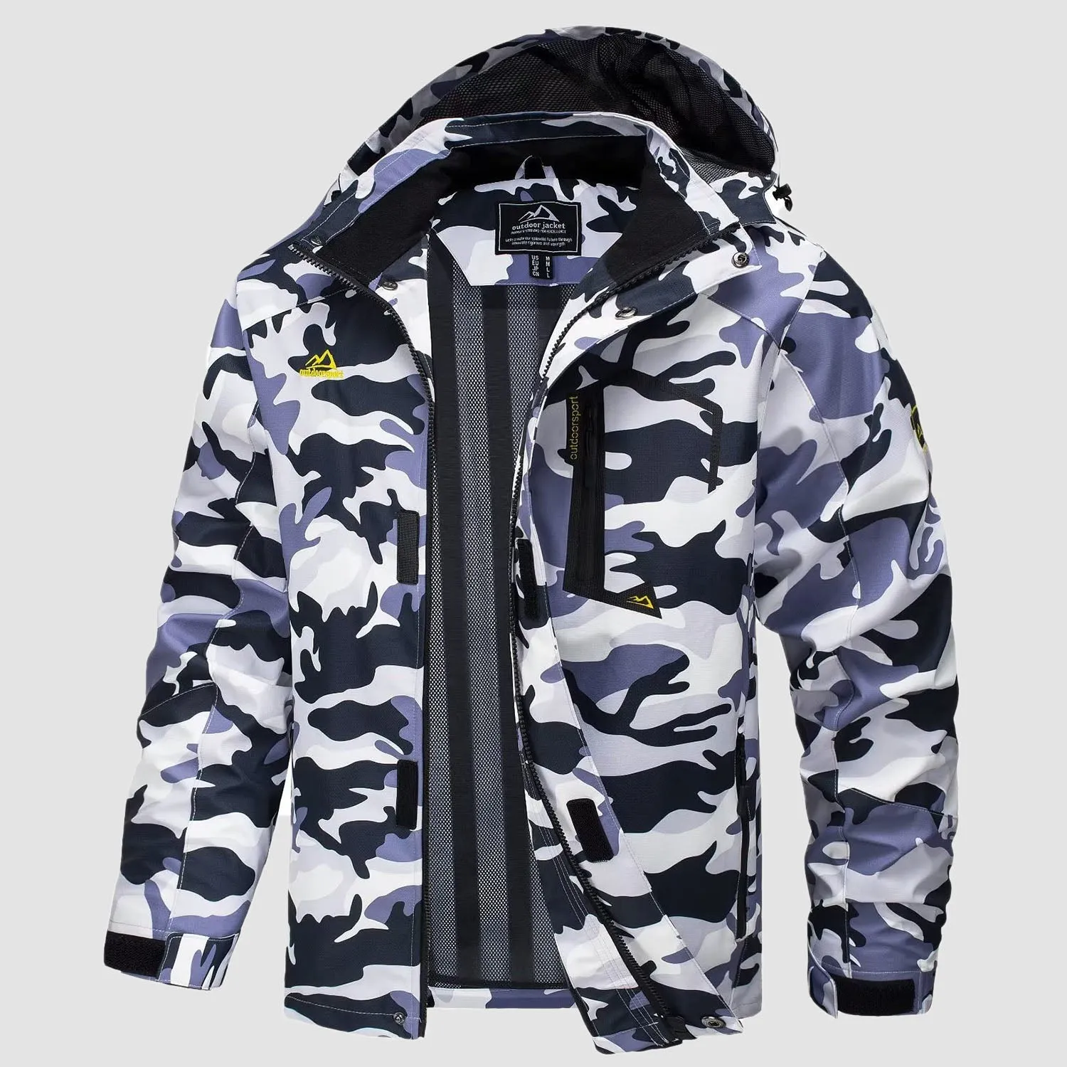 Men's Lightweight Rain Jacket with Detachable Hood for Hiking