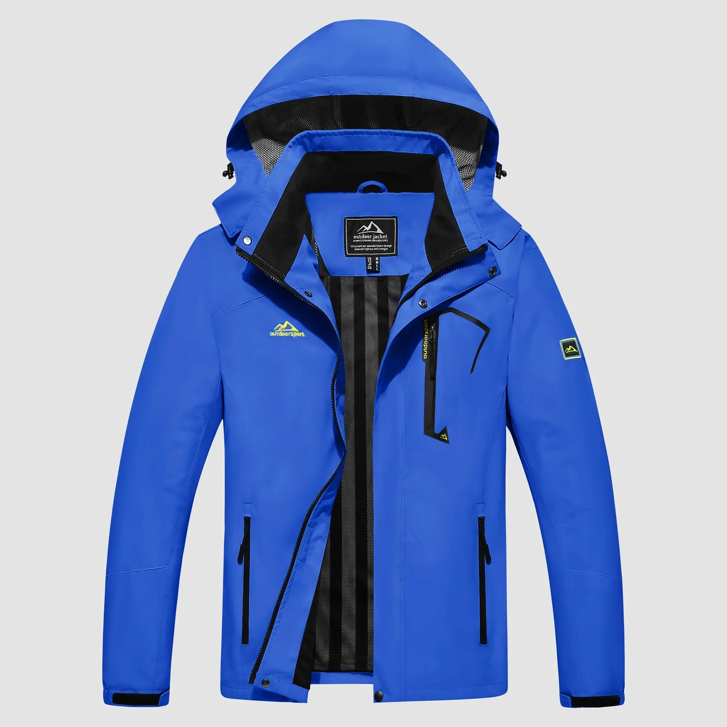 Men's Lightweight Rain Jacket with Detachable Hood for Hiking