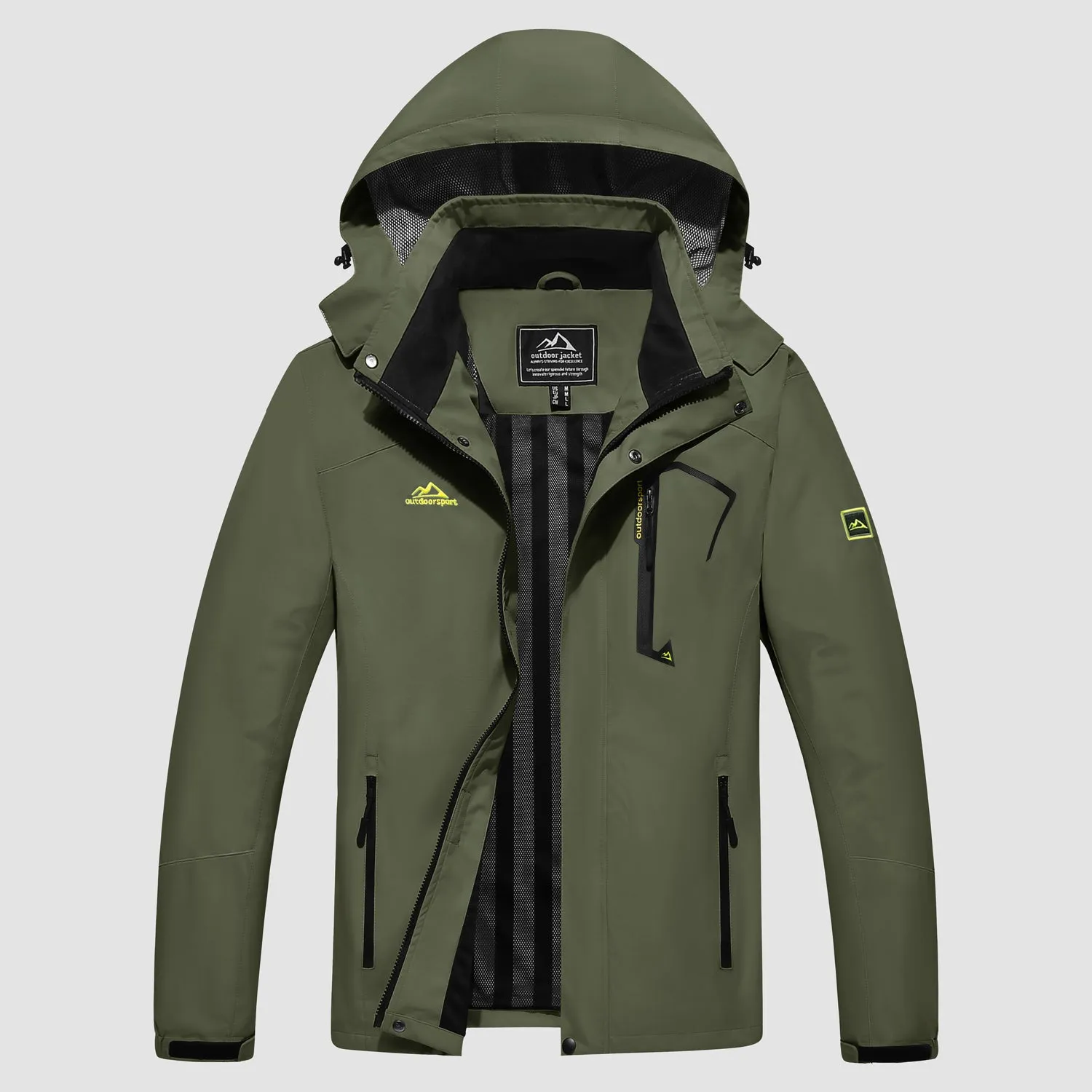 Men's Lightweight Rain Jacket with Detachable Hood for Hiking
