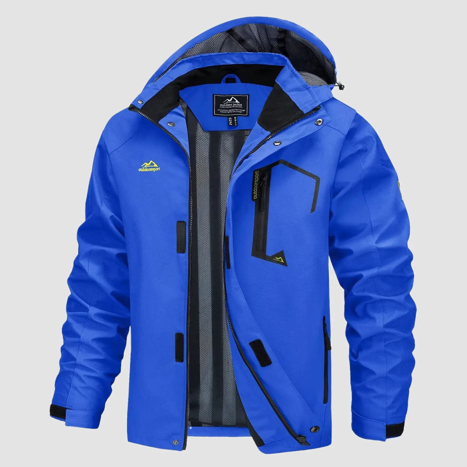 Men's Lightweight Rain Jacket with Detachable Hood for Hiking