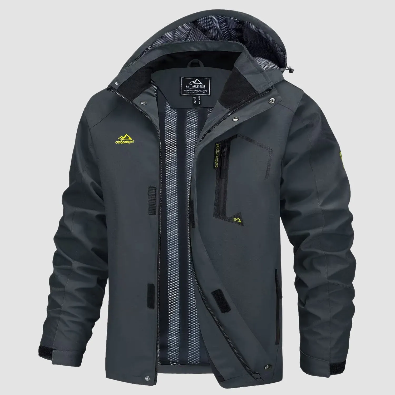 Men's Lightweight Rain Jacket with Detachable Hood for Hiking