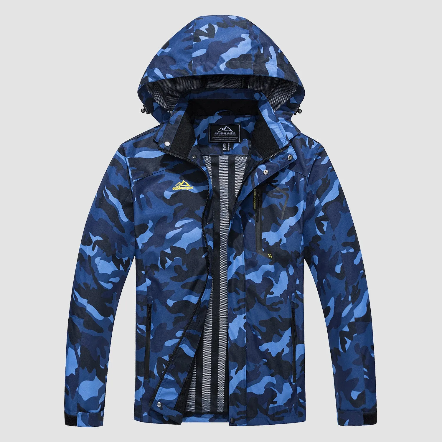 Men's Lightweight Rain Jacket with Detachable Hood for Hiking