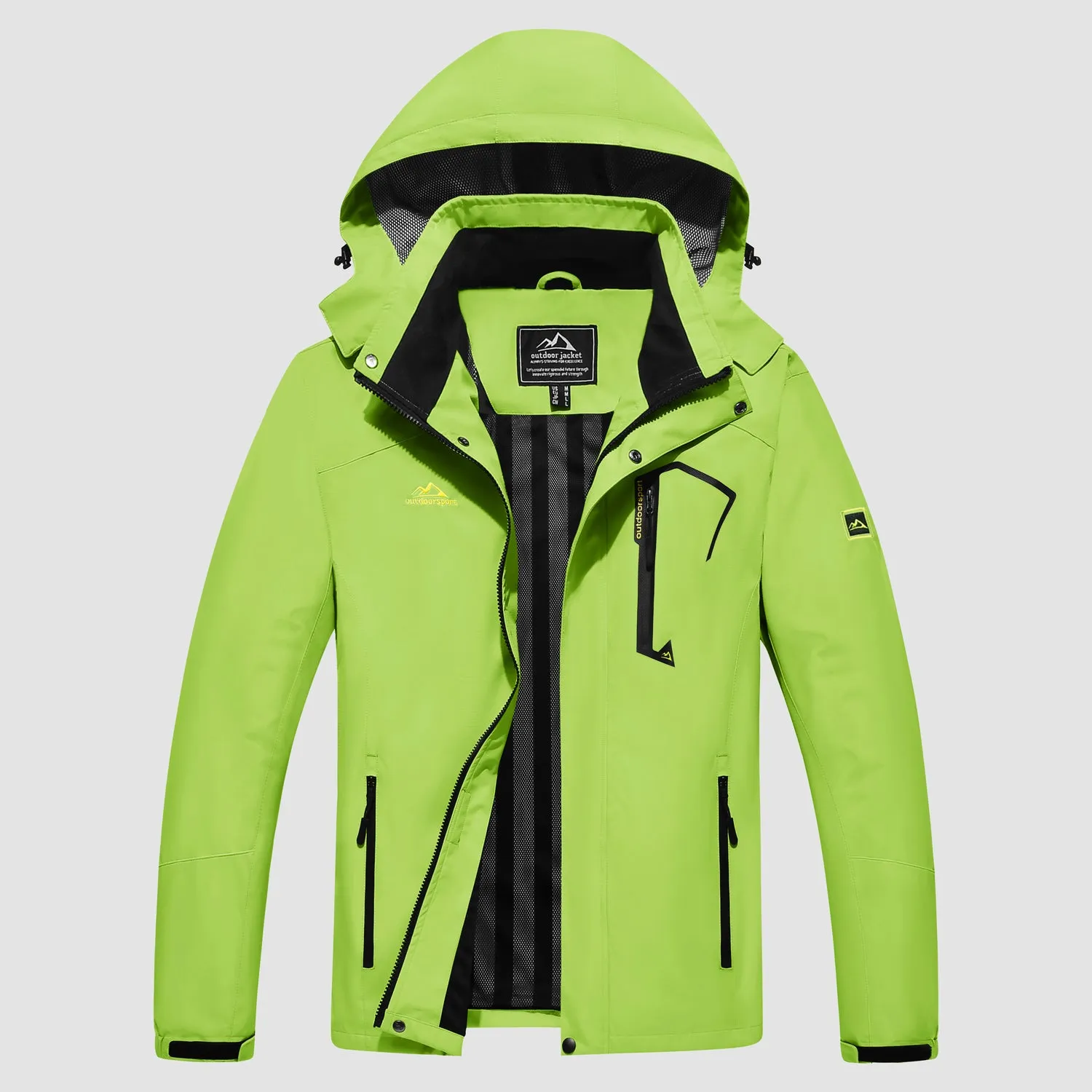 Men's Lightweight Rain Jacket with Detachable Hood for Hiking