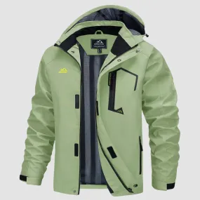 Men's Lightweight Rain Jacket with Detachable Hood for Hiking