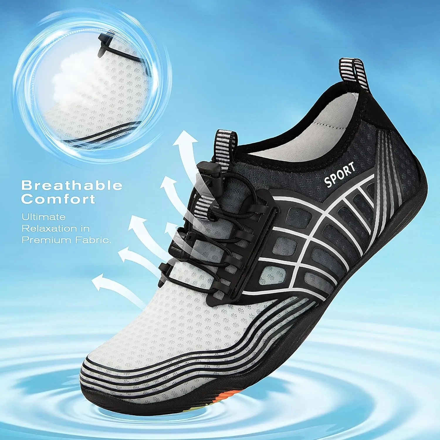 Tanamo Water Shoes for Women Men Quick Dry Swim Beach Barefoot River Aqua Shoes for Hiking Boating Camping Grounding Surfing