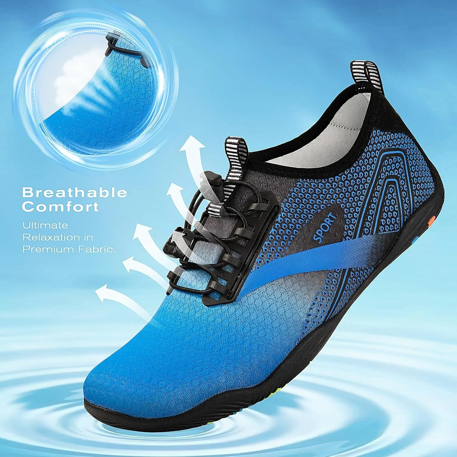 Tanamo Water Shoes for Women Men Quick Dry Swim Beach Barefoot River Aqua Shoes for Hiking Boating Camping Grounding Surfing