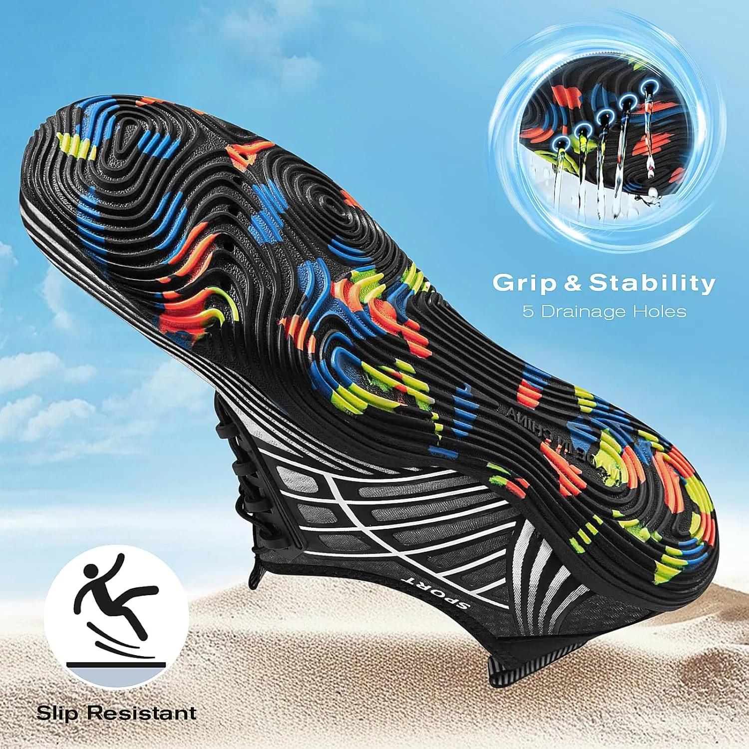 Tanamo Water Shoes for Women Men Quick Dry Swim Beach Barefoot River Aqua Shoes for Hiking Boating Camping Grounding Surfing