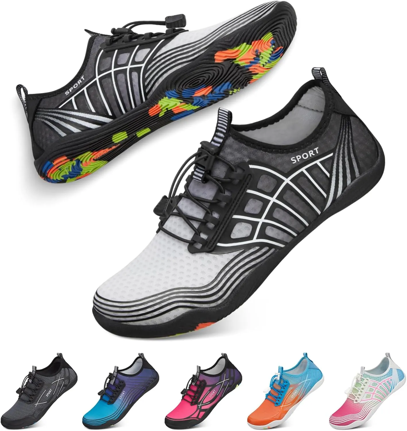 Tanamo Water Shoes for Women Men Quick Dry Swim Beach Barefoot River Aqua Shoes for Hiking Boating Camping Grounding Surfing