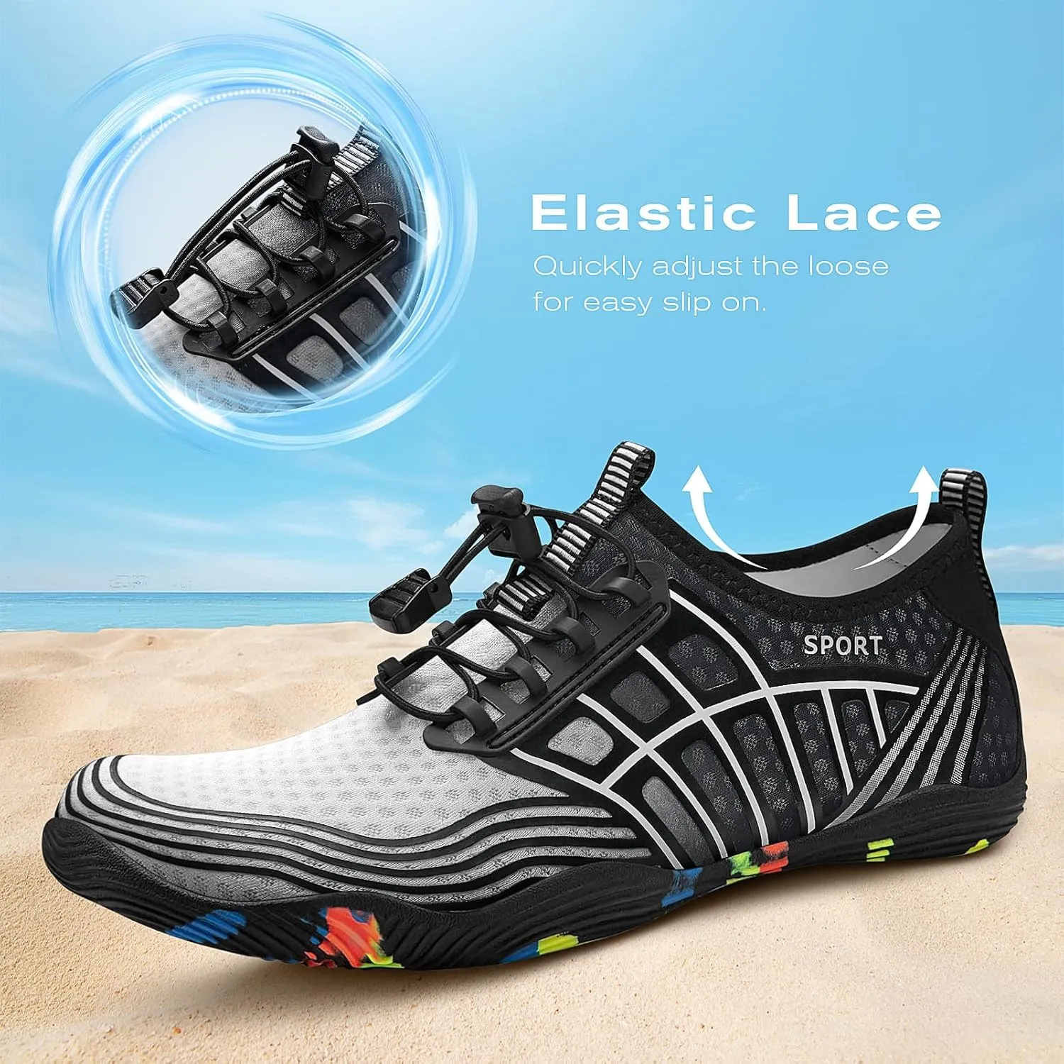 Tanamo Water Shoes for Women Men Quick Dry Swim Beach Barefoot River Aqua Shoes for Hiking Boating Camping Grounding Surfing