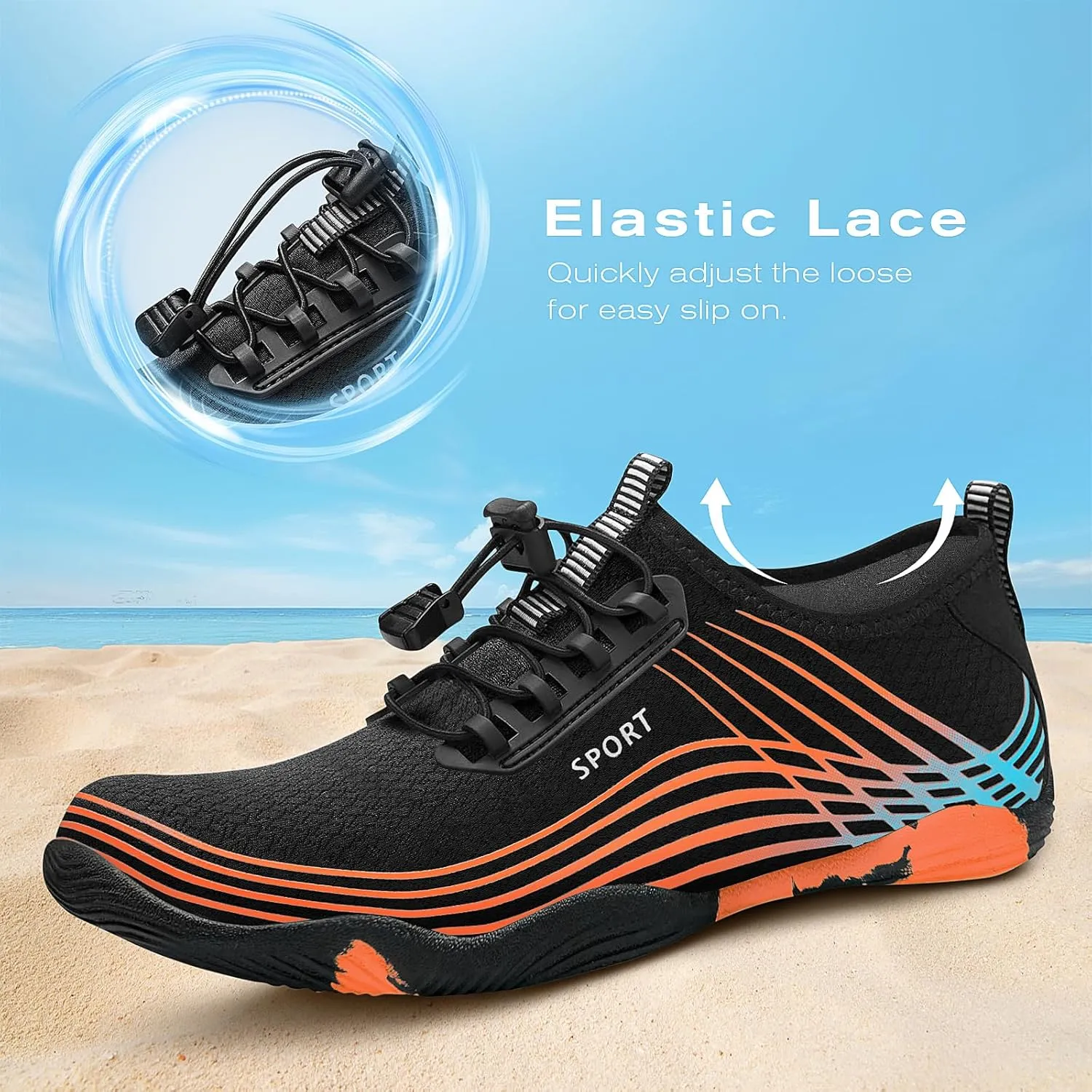 Tanamo Water Shoes for Women Men Quick Dry Swim Beach Barefoot River Aqua Shoes for Hiking Boating Camping Grounding Surfing