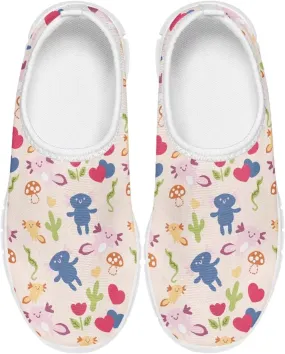 TODIYADDU Graphic Girls Sneakers Kids Breathable Mesh Shoes Lightweight Casual Tennis Running Athletic Sneaker, White