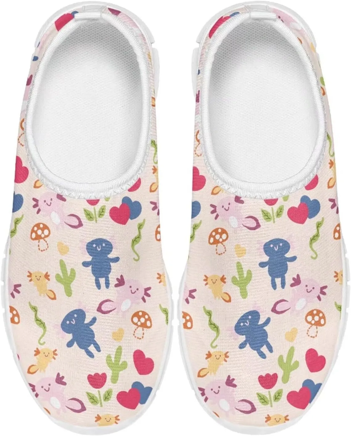 TODIYADDU Graphic Girls Sneakers Kids Breathable Mesh Shoes Lightweight Casual Tennis Running Athletic Sneaker, White