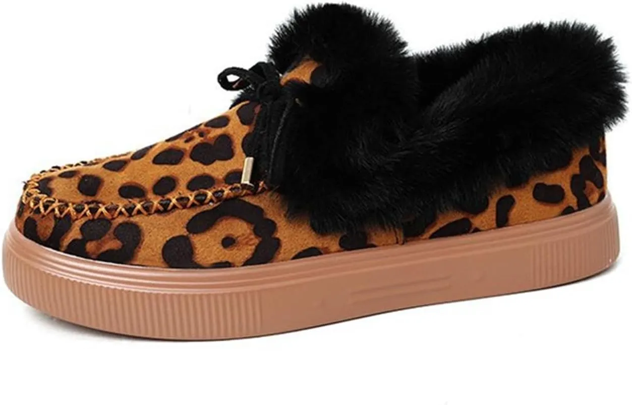 Winter Boots For Women Fashion Snow Boots Warm Casual Trendy Comfortable Slip On Fur Lined Fuzzy Loafers Shoes