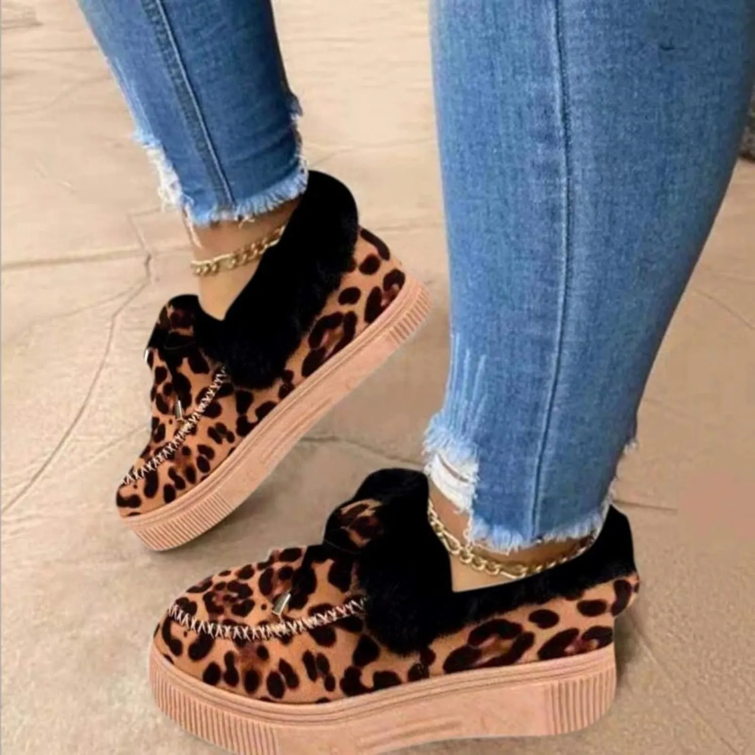 Winter Boots For Women Fashion Snow Boots Warm Casual Trendy Comfortable Slip On Fur Lined Fuzzy Loafers Shoes