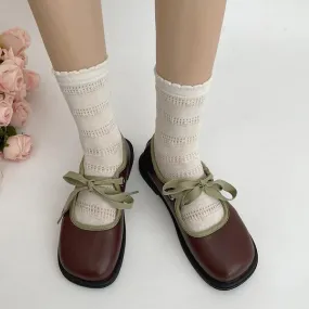 Women's Elegant Contrast Color Strap Flat Mary Jane 06016009S