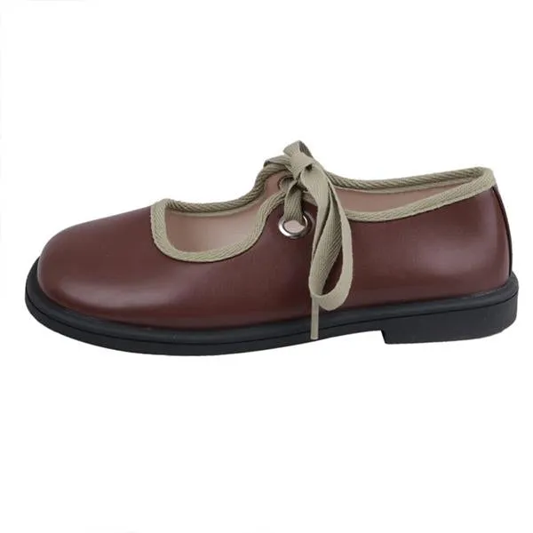 Women's Elegant Contrast Color Strap Flat Mary Jane 06016009S